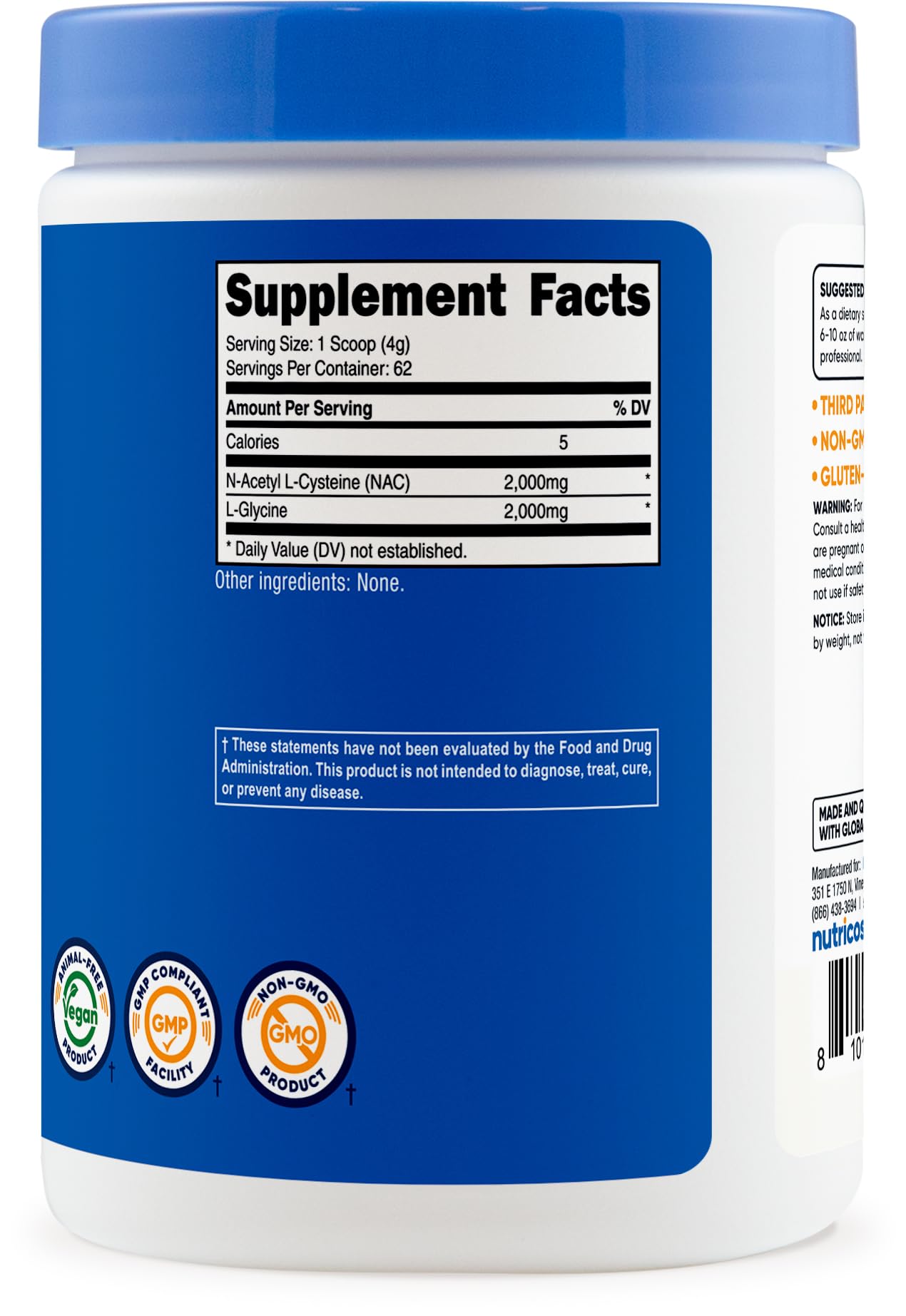 Nutricost etiqueta de ingredientes y certificaciones para transparencia
