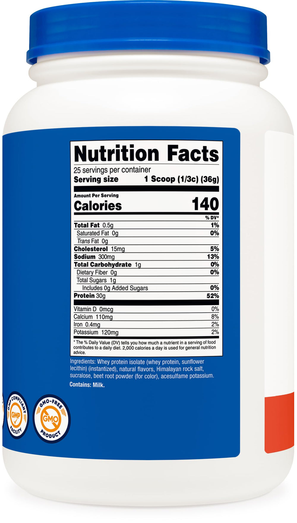 Nutricost detalle de etiqueta nutricional y certificaciones de calidad