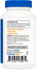 Nutricost vista cercana de la etiqueta con información nutricional visible