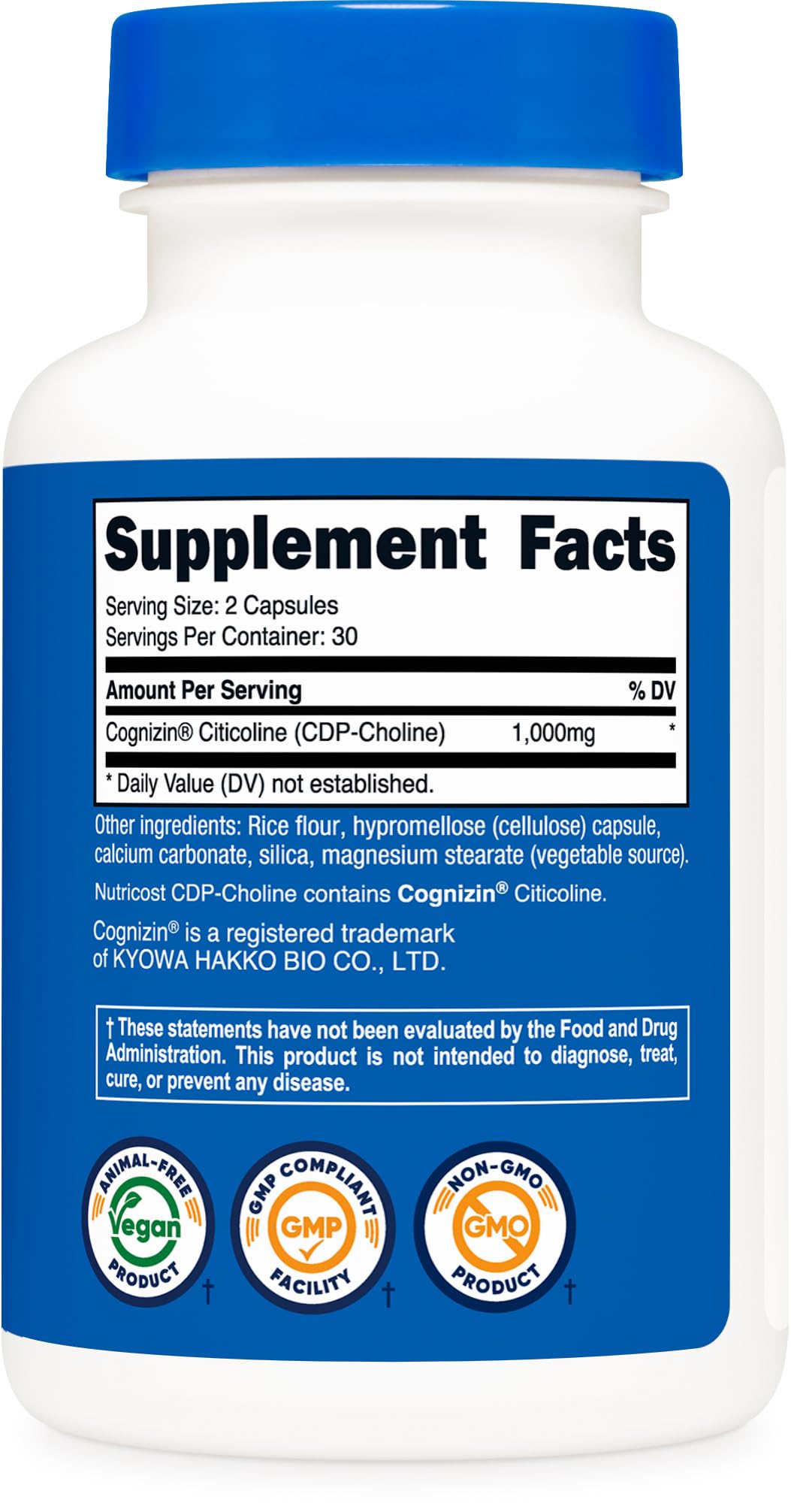 Detalle de etiqueta Nutricost con información nutricional y certificaciones