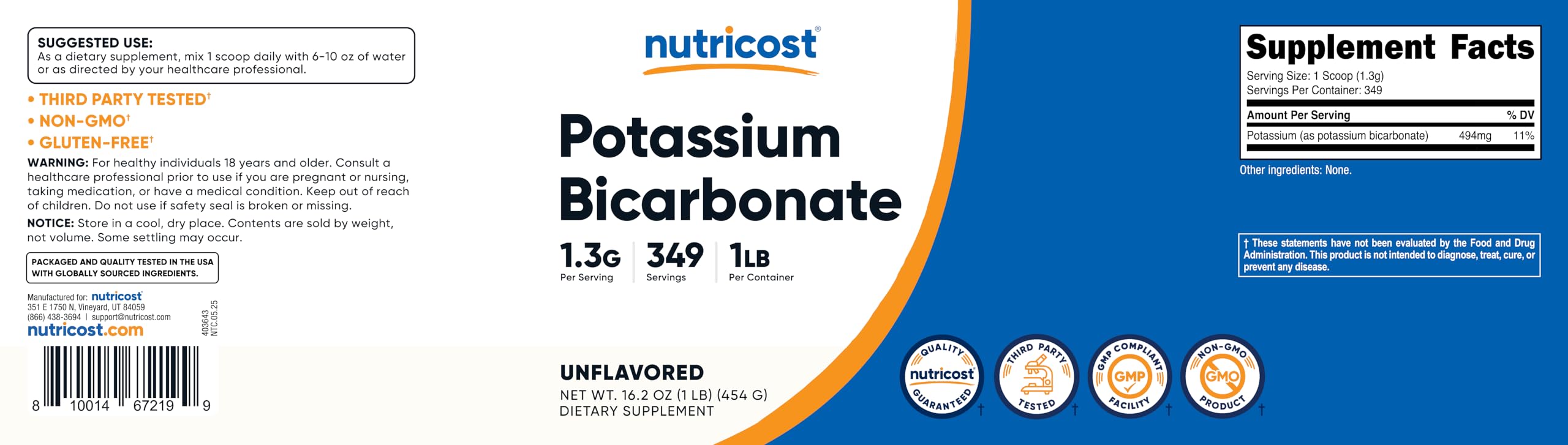 Nutricost etiqueta nutricional y detalles, información clara y verificada