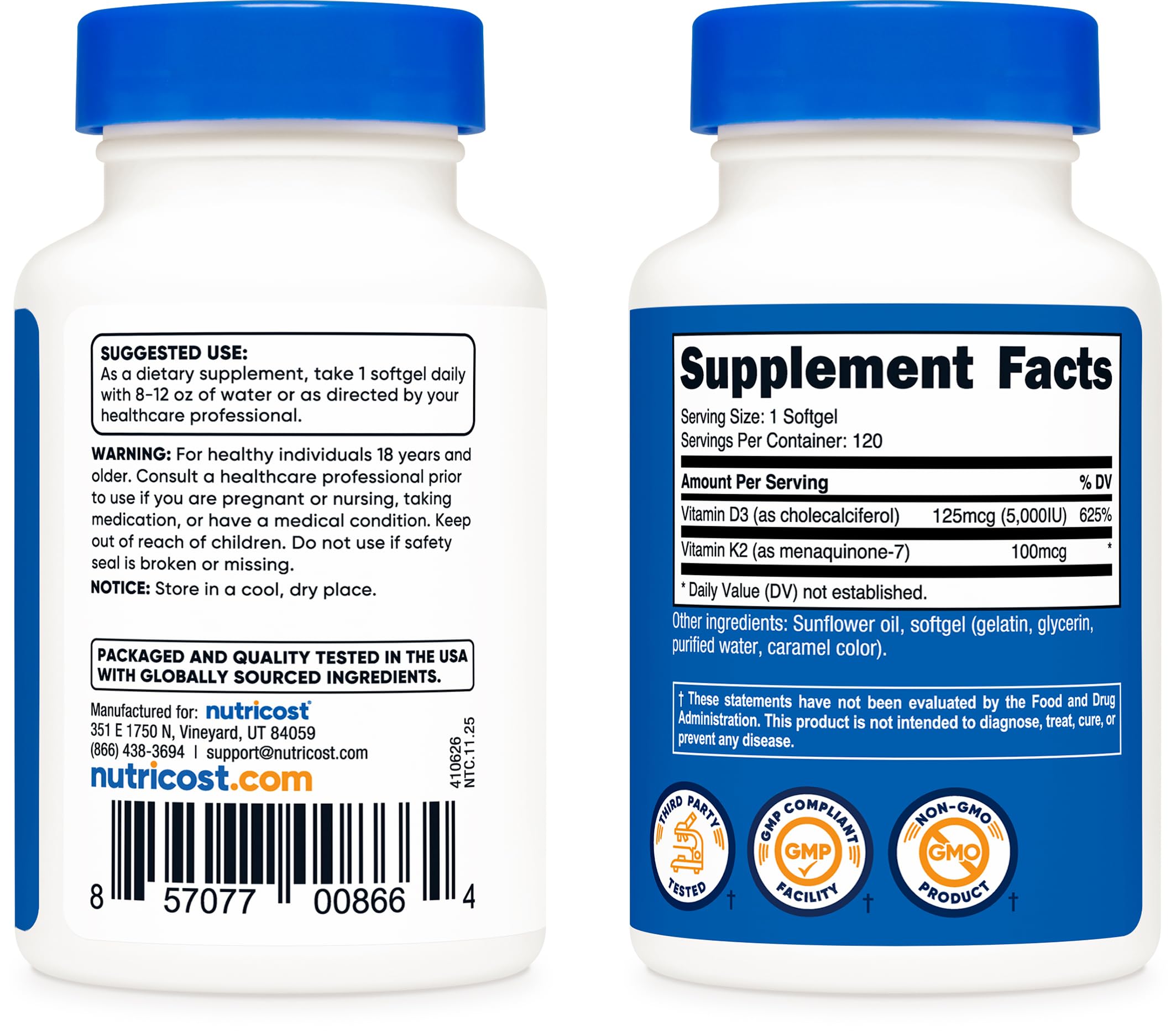 Nutricost frasco abierto con softgels visibles para visualizar cantidad