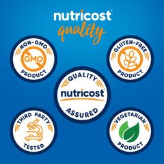 Nutricost frasco abierto con cápsulas visibles para cantidad por envase