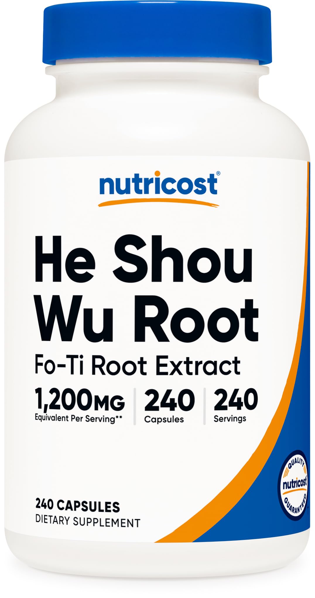 Nutricost frasco frontal mostrando 240 cápsulas y conveniencia