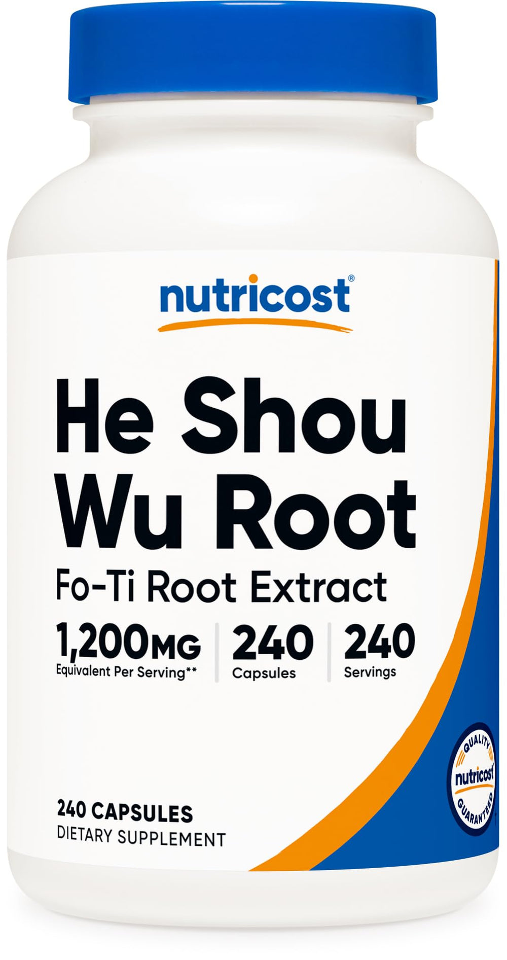 Nutricost frasco frontal mostrando 240 cápsulas y conveniencia