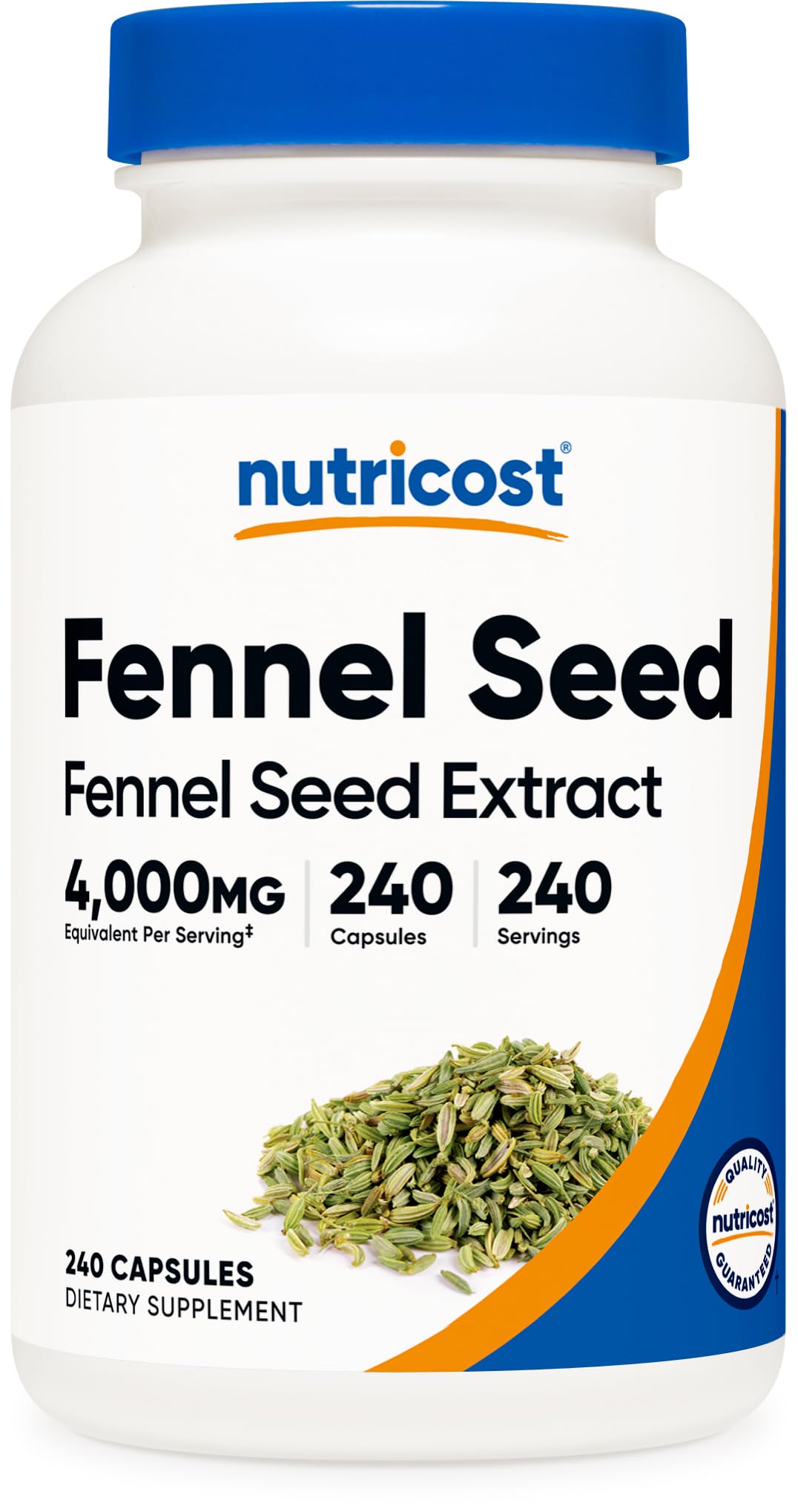 Nutricost frasco frente mostrando 240 cápsulas y beneficio conveniencia