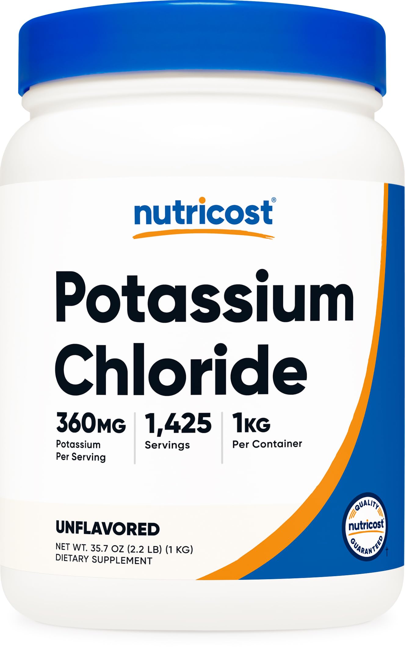 Nutricost frasco frontal 1kg mostrando envase y marca, confianza en calidad