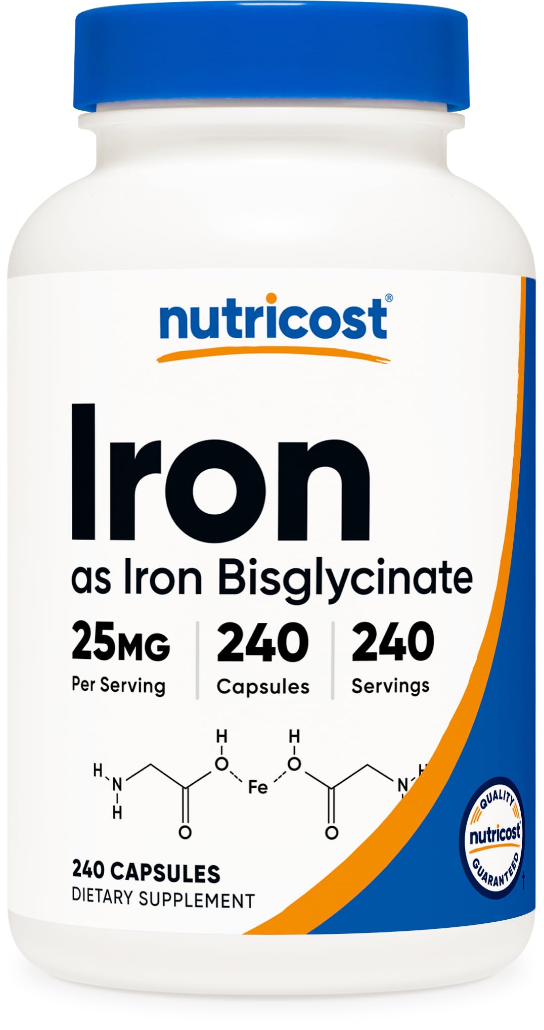 Nutricost frasco frontal mostrando etiqueta clara y beneficio de absorción