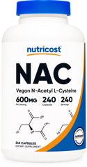 Nutricost frasco frontal mostrando 240 cápsulas y etiqueta clara