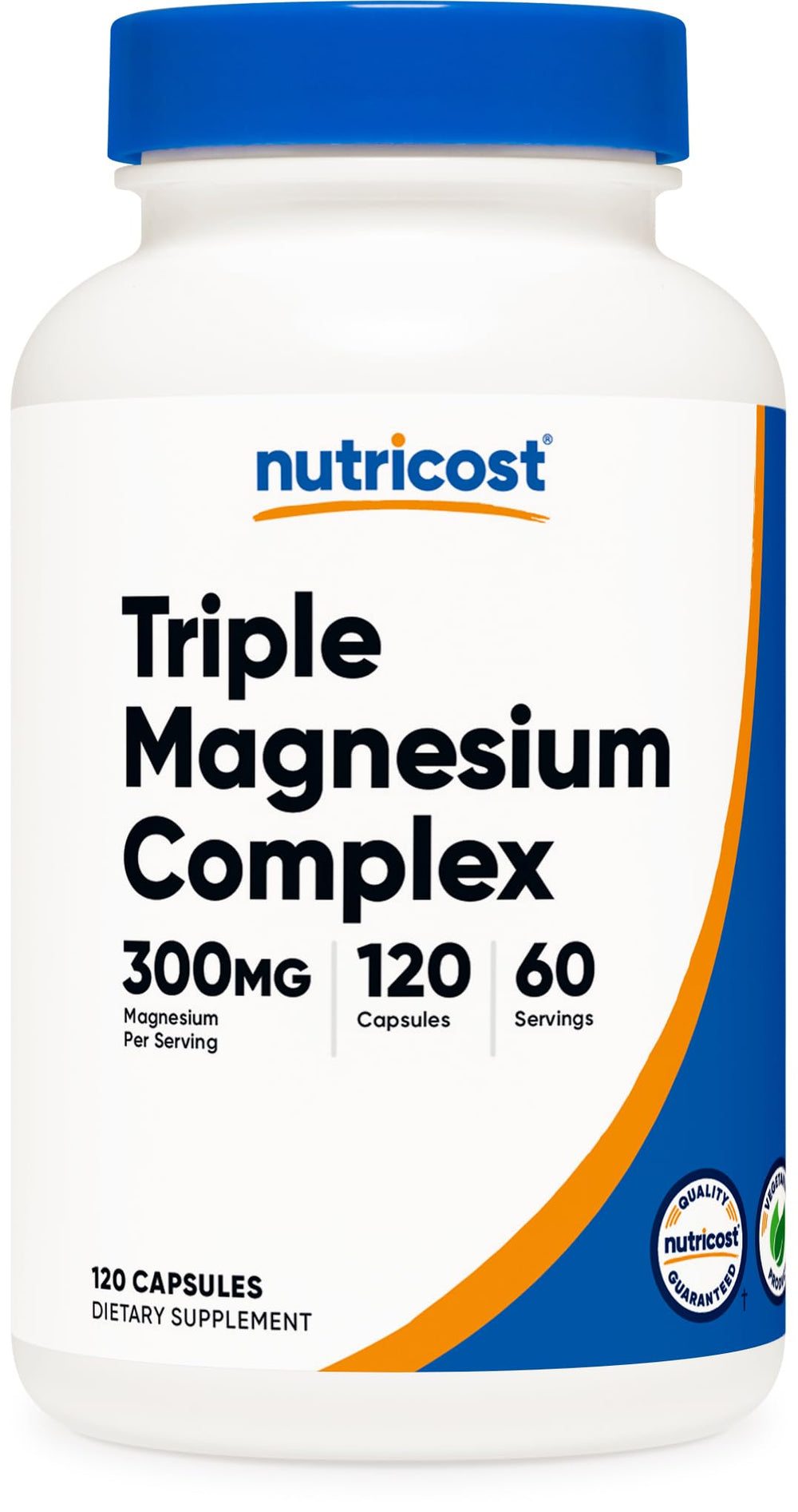 Nutricost frasco frontal mostrando etiqueta clara y ventaja de 300 mg por toma