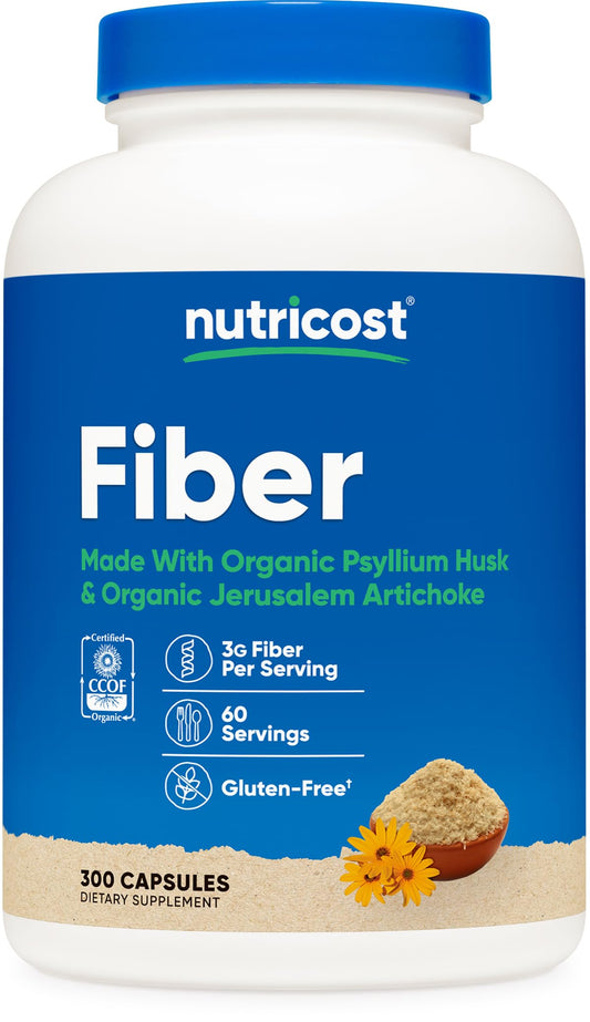 Nutricost frasco frontal mostrando 300 cápsulas y ventaja de suministro prolongado