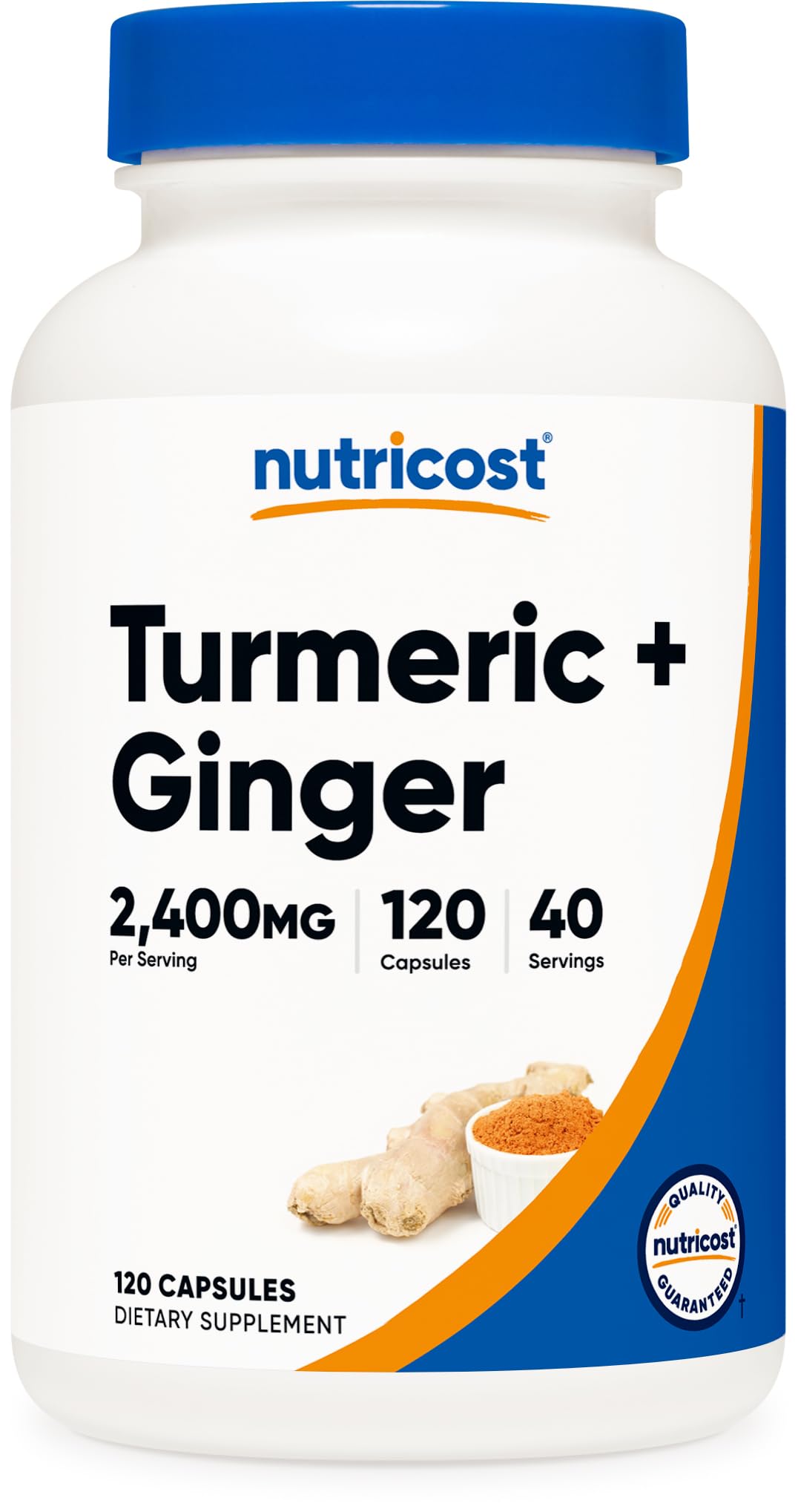 Nutricost frasco frontal mostrando 120 cápsulas y etiqueta clara