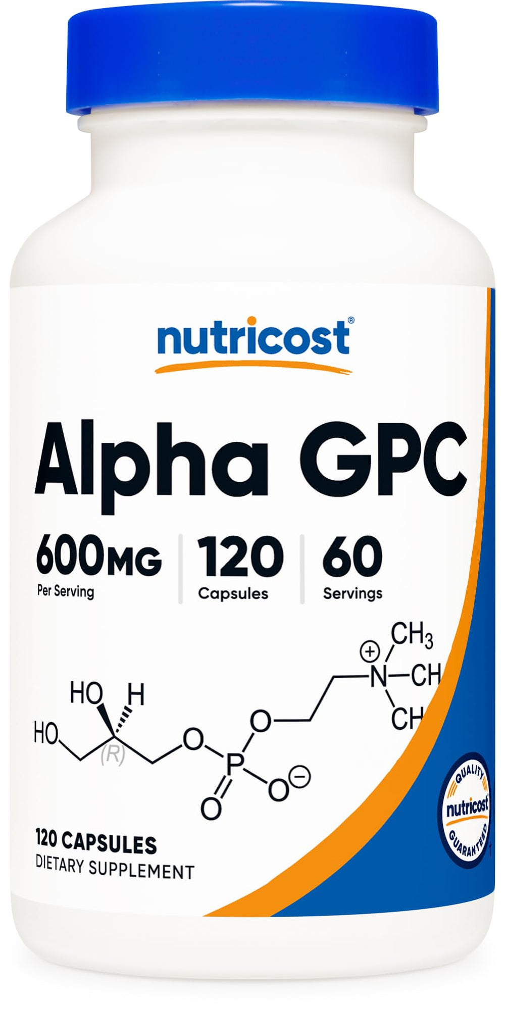 Nutricost frasco frontal mostrando cápsulas y etiqueta clara beneficio calidad