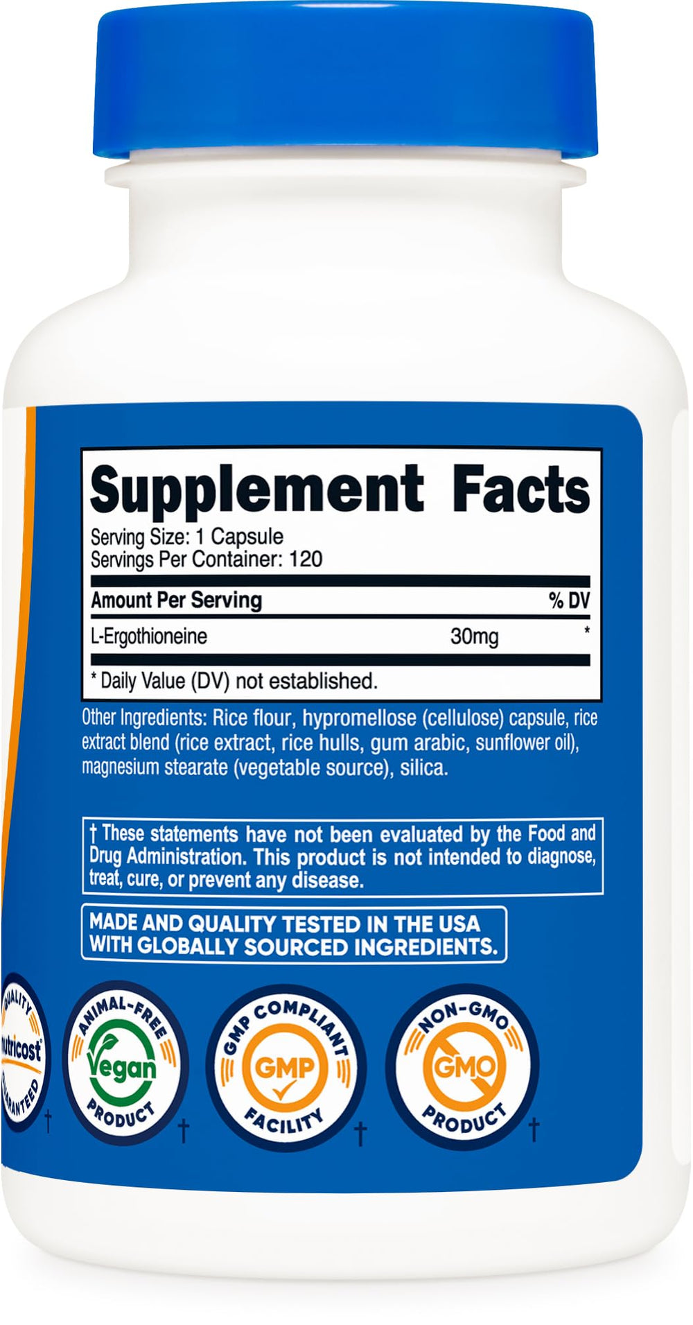 Nutricost etiqueta con ingredientes y certificados para mayor confianza