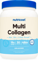 Nutricost envase frontal mostrando diseño y porciones claras, confianza en calidad