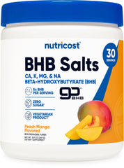 Nutricost frente del envase mostrando sabor Durazno Mango y cantidad de servicios