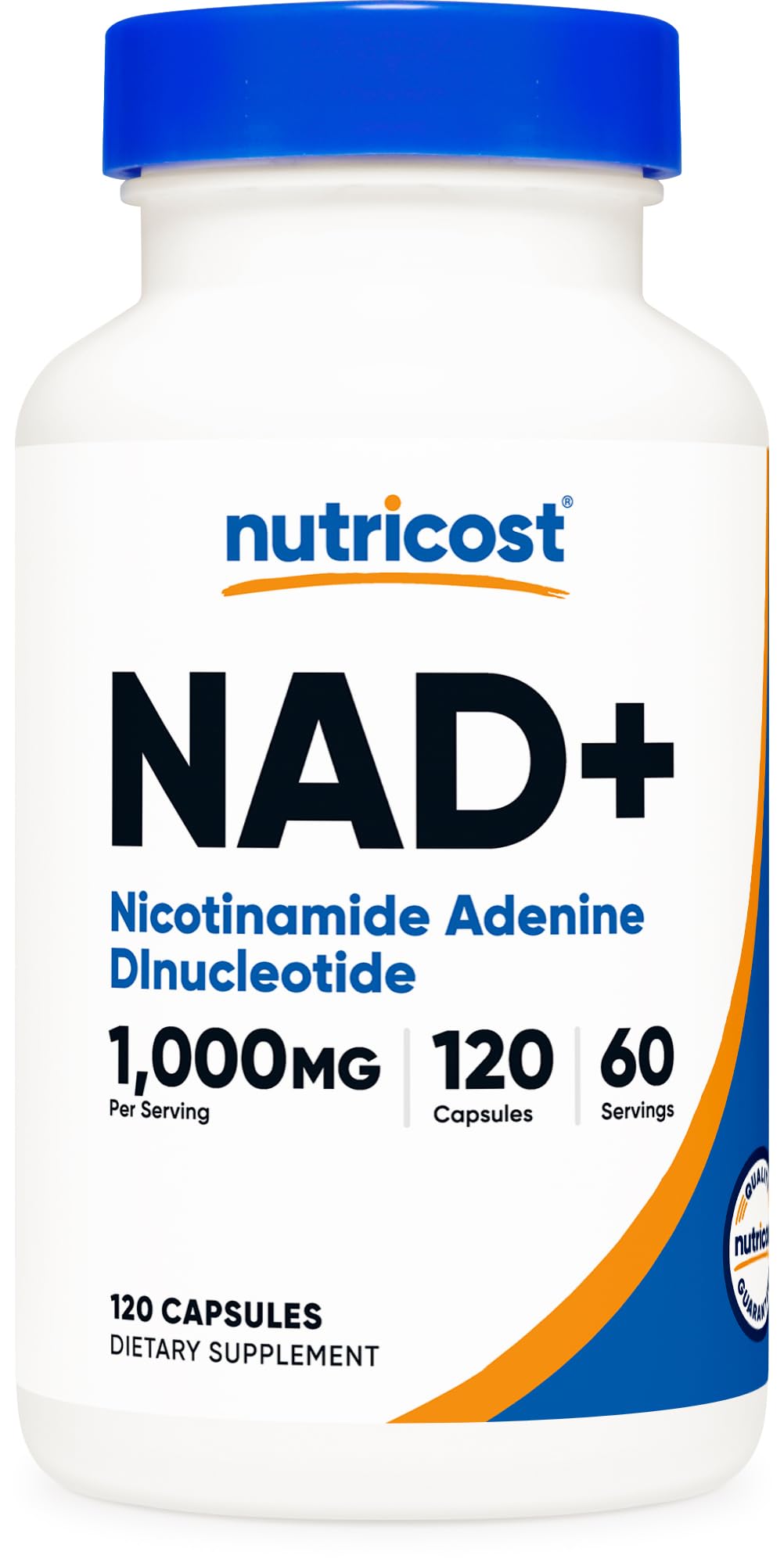 Nutricost frasco frontal mostrando 120 cápsulas y lista de ingredientes beneficio de suministro prolongado
