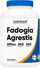 Nutricost frasco frontal mostrando la etiqueta y concentración 600 mg
