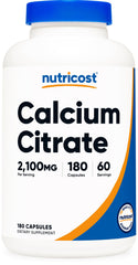Nutricost frasco frontal mostrando 180 cápsulas y beneficios visibles