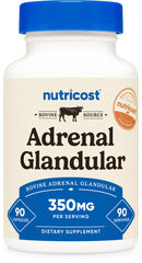 Nutricost envase frontal de Adrenal Glandular mostrando diseño y cantidad de cápsulas para confianza