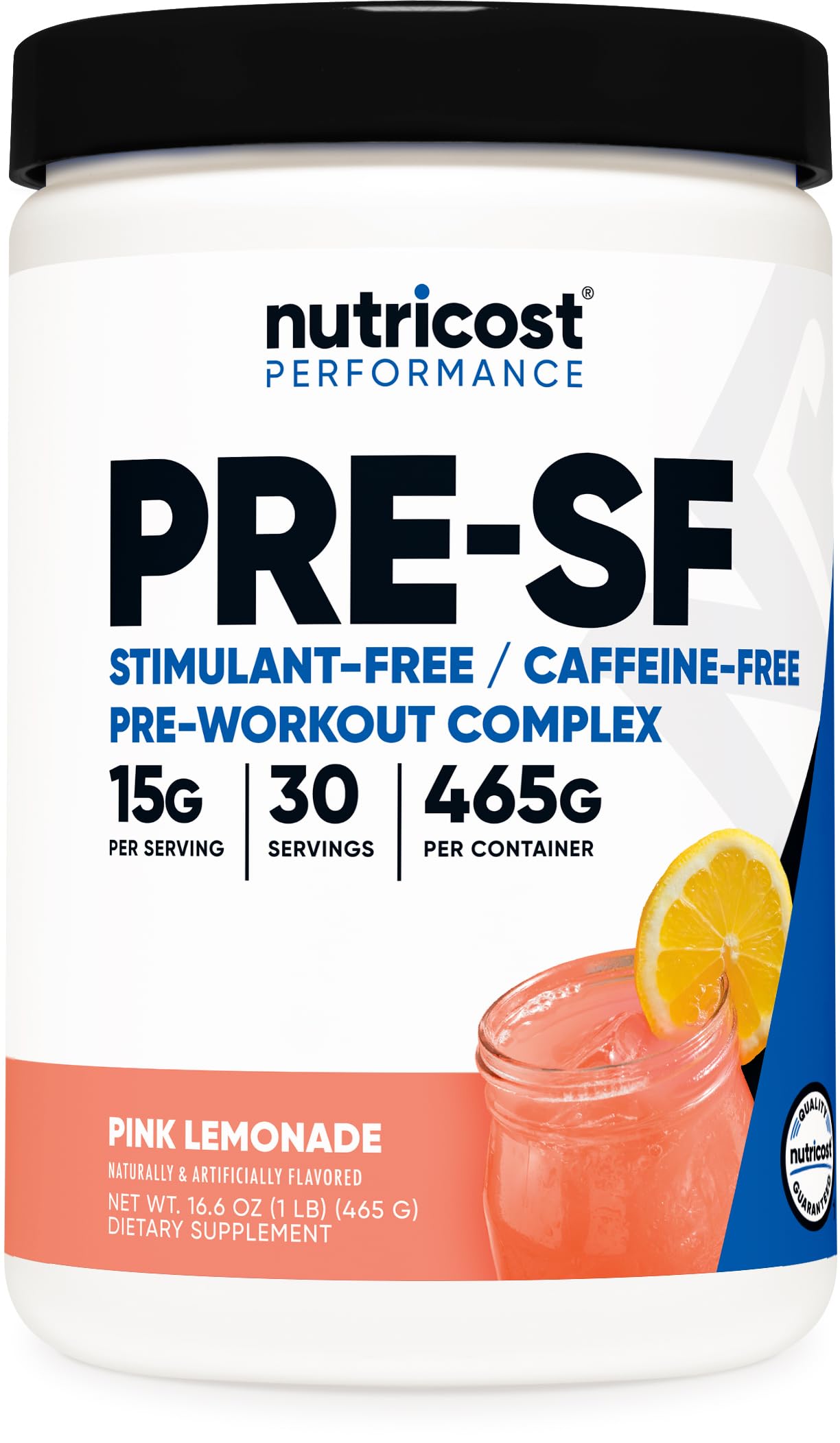 Nutricost frente del envase Pink Lemonade mostrando porciones y marca