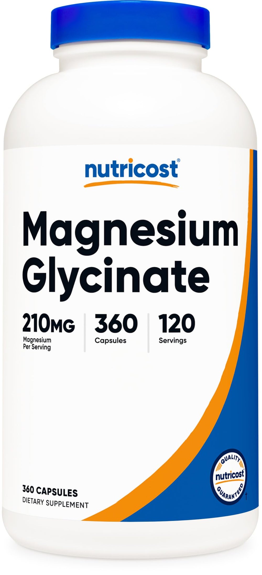 Nutricost botella frontal con magnesio glicinato, presentación grande y confianza