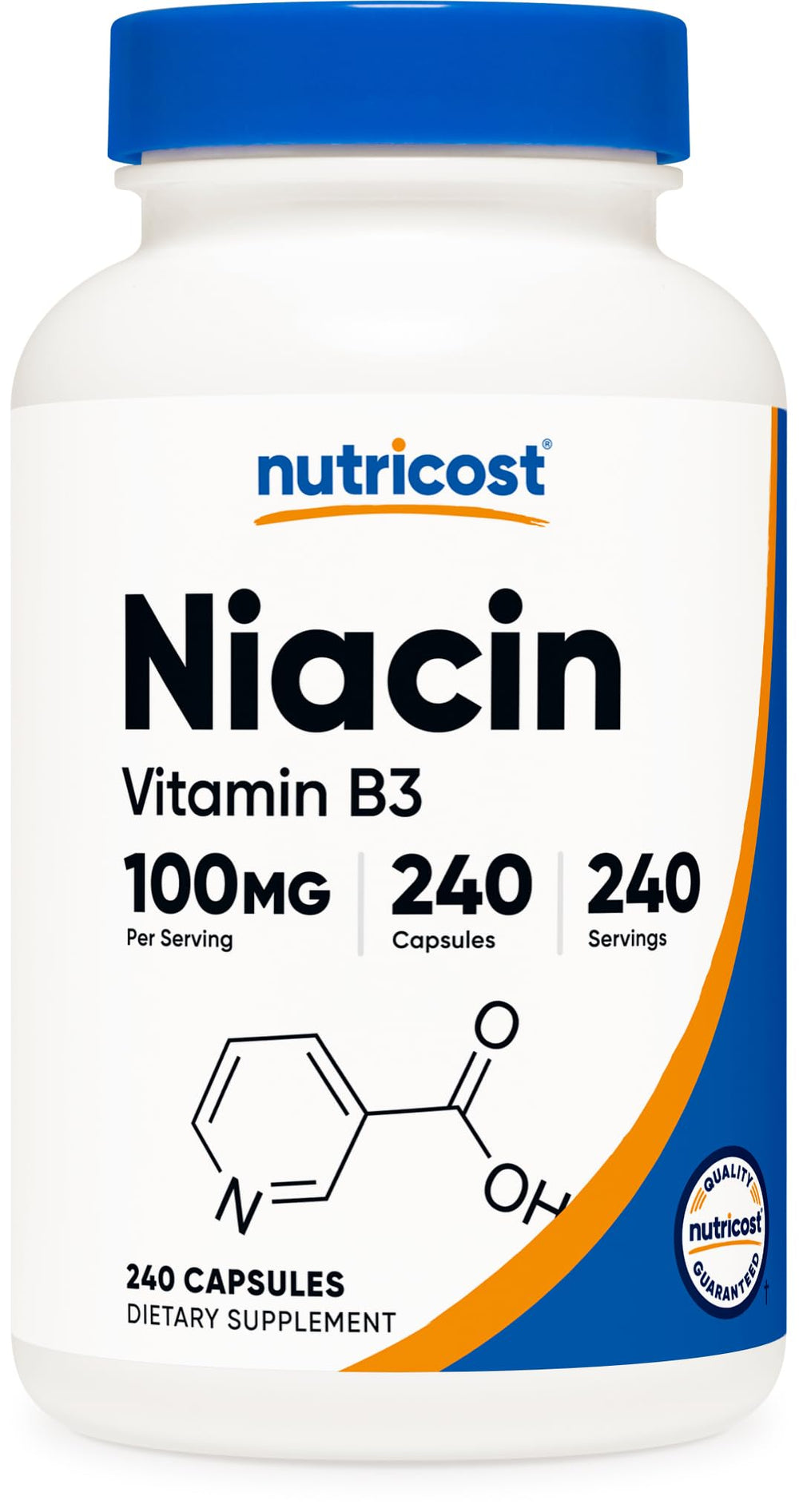 Nutricost frasco frontal mostrando 240 cápsulas y etiqueta clara
