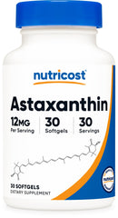 Nutricost frasco frontal astaxanthin mostrando el envase y beneficios