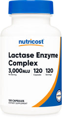 Nutricost envase frontal Lactase 120 cápsulas, presentación clara y confiable