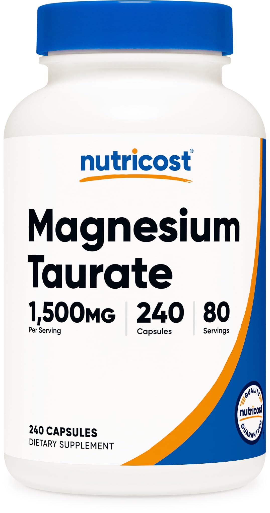 Nutricost envase frontal mostrando 240 cápsulas y beneficio de suministro prolongado