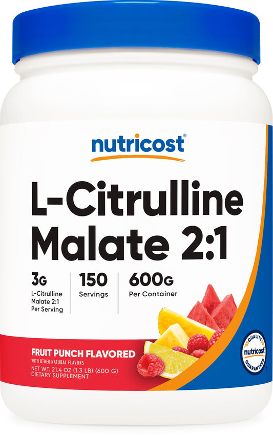 Nutricost envase frontal mostrando etiqueta y cantidad, facilita elección informada