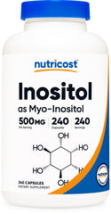 Nutricost frontal del envase mostrando inositol y cantidad, confianza en calidad
