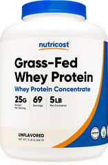 Nutricost envase frontal 5lbs mostrando diseño y peso, opción versátil