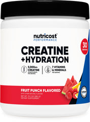 Nutricost envase frontal Fruit Punch mostrando el tamaño y la marca, fácil identificación