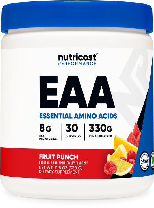 Nutricost envase frontal mostrando sabor fruit punch y porciones