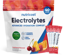 Nutricost envase frontal mostrando 40 stickpacks y beneficios rápidos
