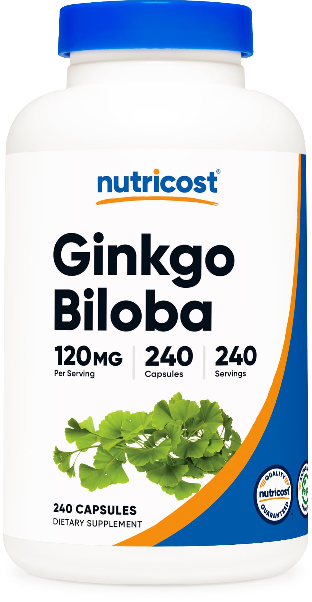 Nutricost frasco frente mostrando etiqueta y cantidad de cápsulas beneficios