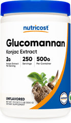 Nutricost frasco delantero mostrando etiqueta clara y beneficios