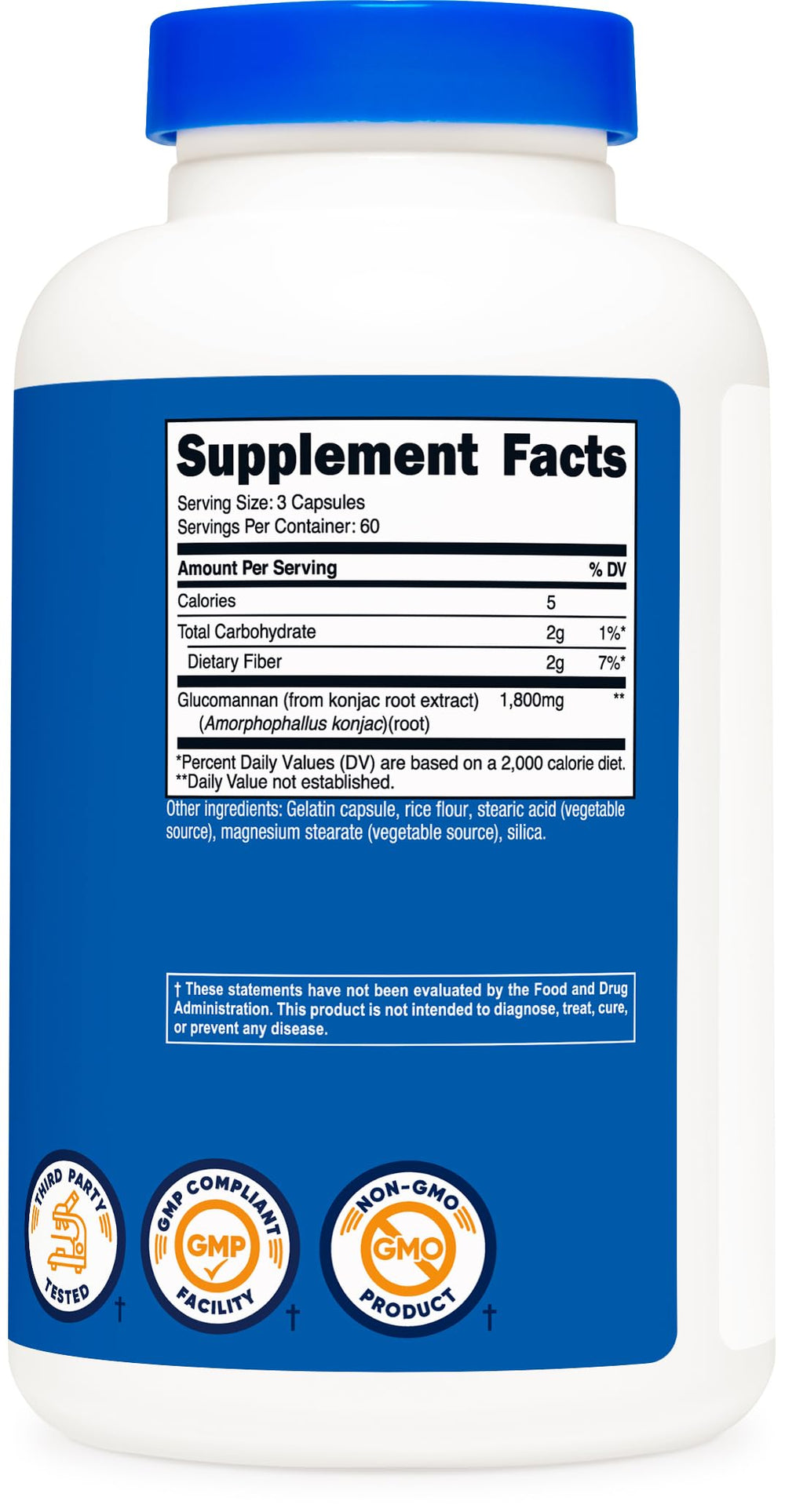 Nutricost Glucomannan on kitchen shelf suggests easy fiber addition to meals