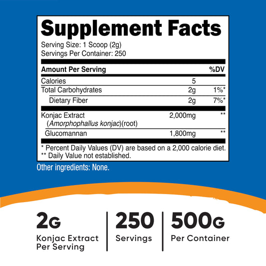 Nutricost polvo de glucomannan textura fina, fácil de mezclar