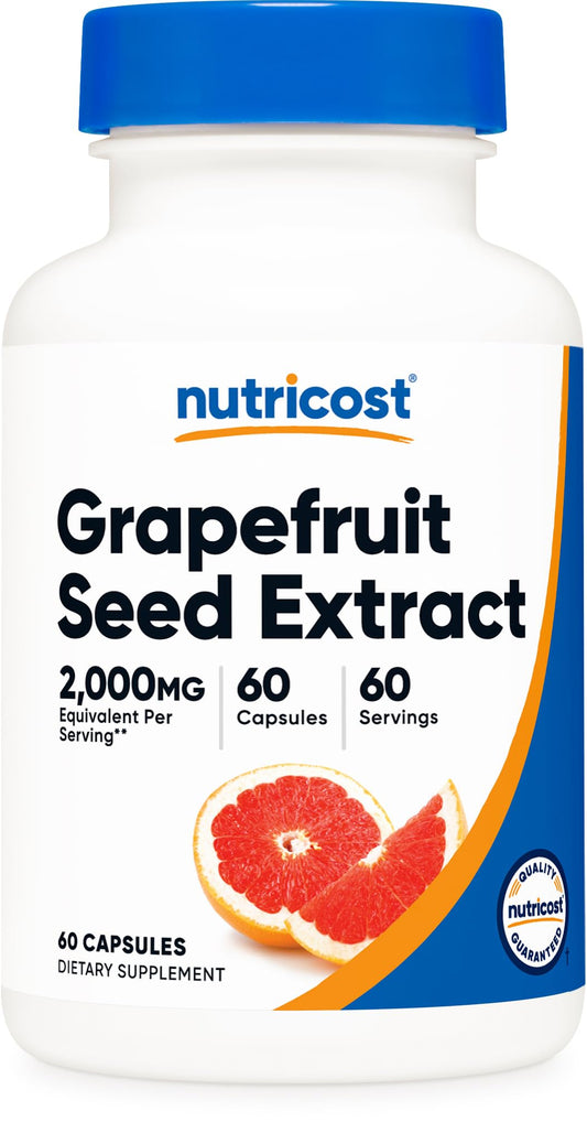 Nutricost botella frontal mostrando 60 cápsulas y etiquetado claro como fuente concentrada