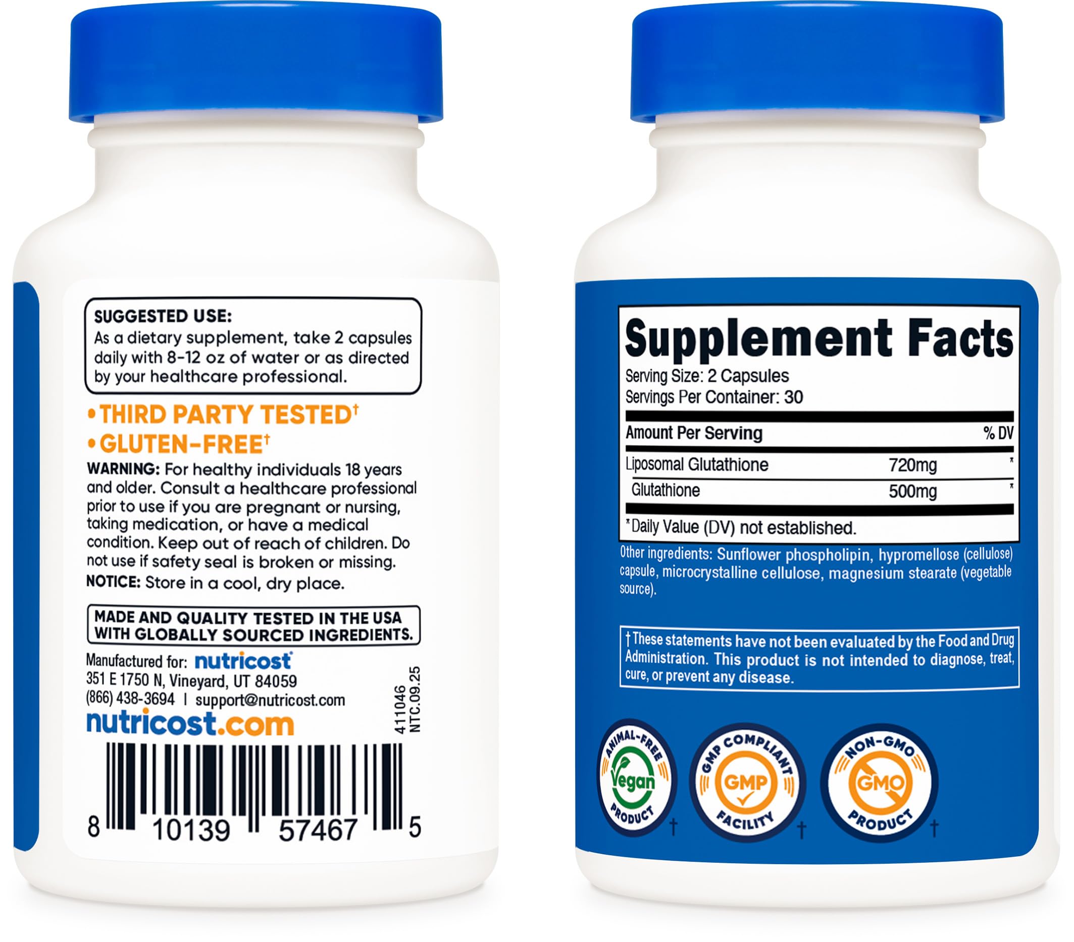 Nutricost etiqueta de ingredientes visible y garantía de calidad
