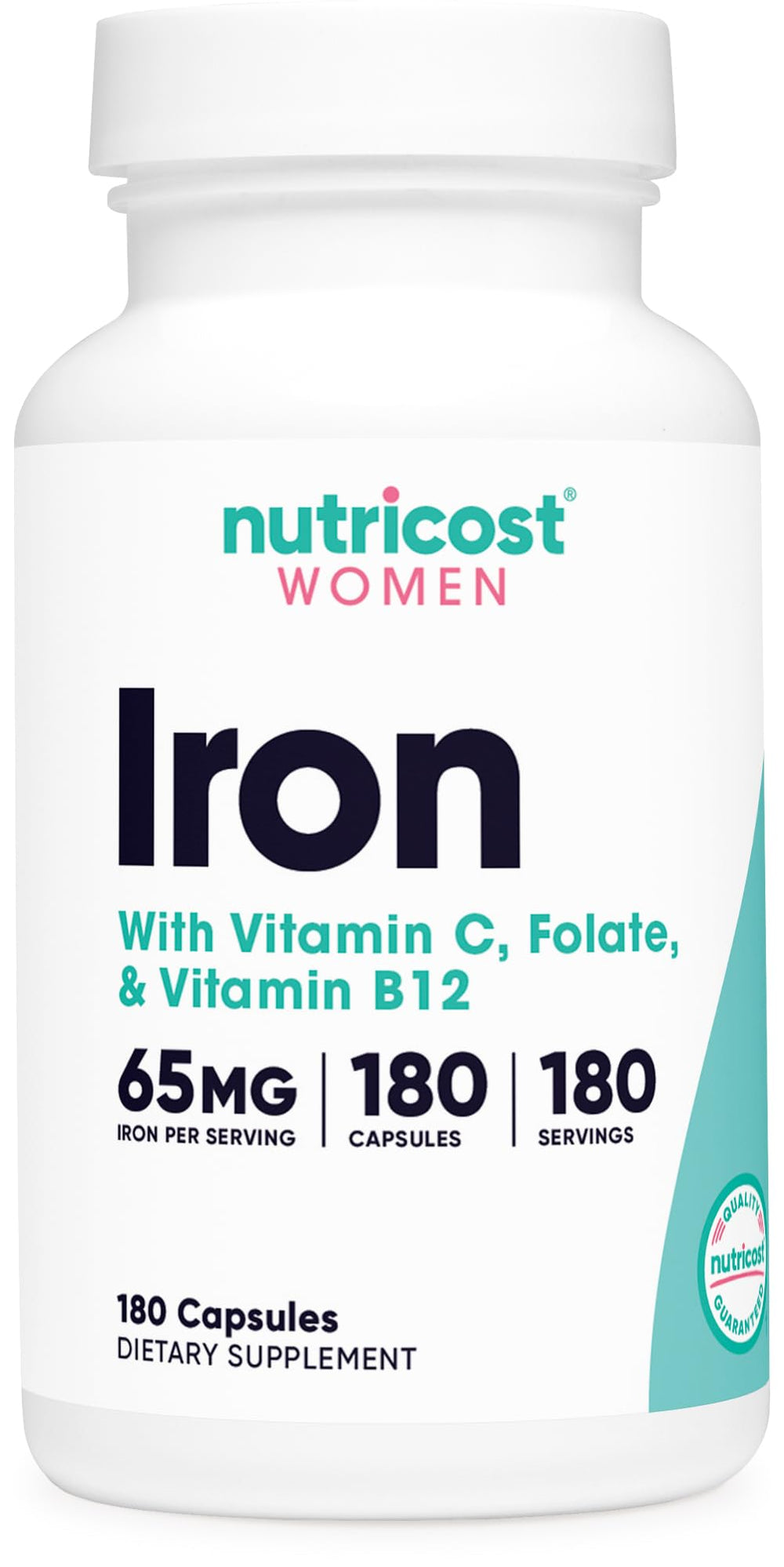 Nutricost envase frontal mostrando 180 cápsulas y beneficios claros