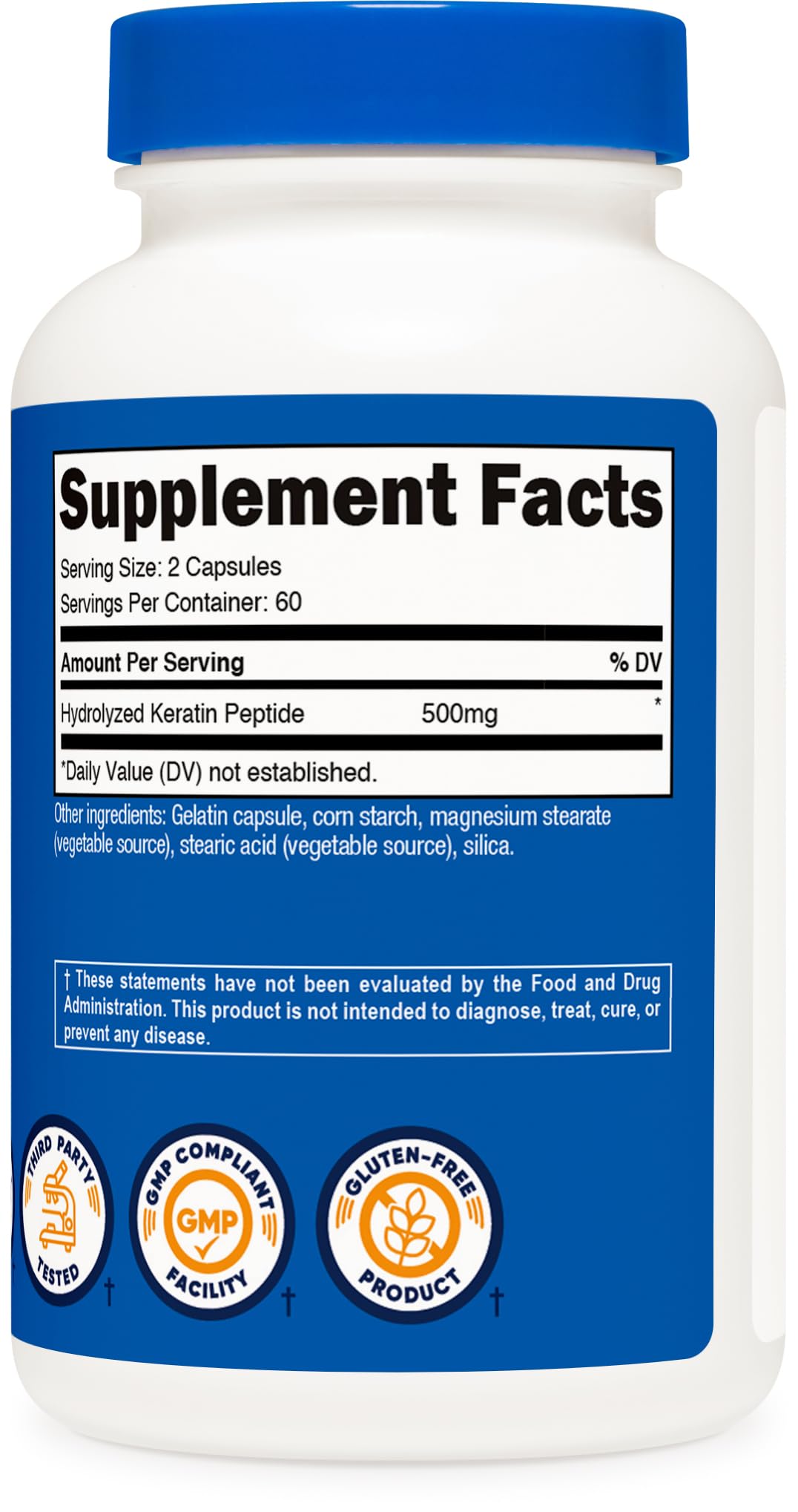 Nutricost etiqueta informativa con detalles GMP y sin gluten