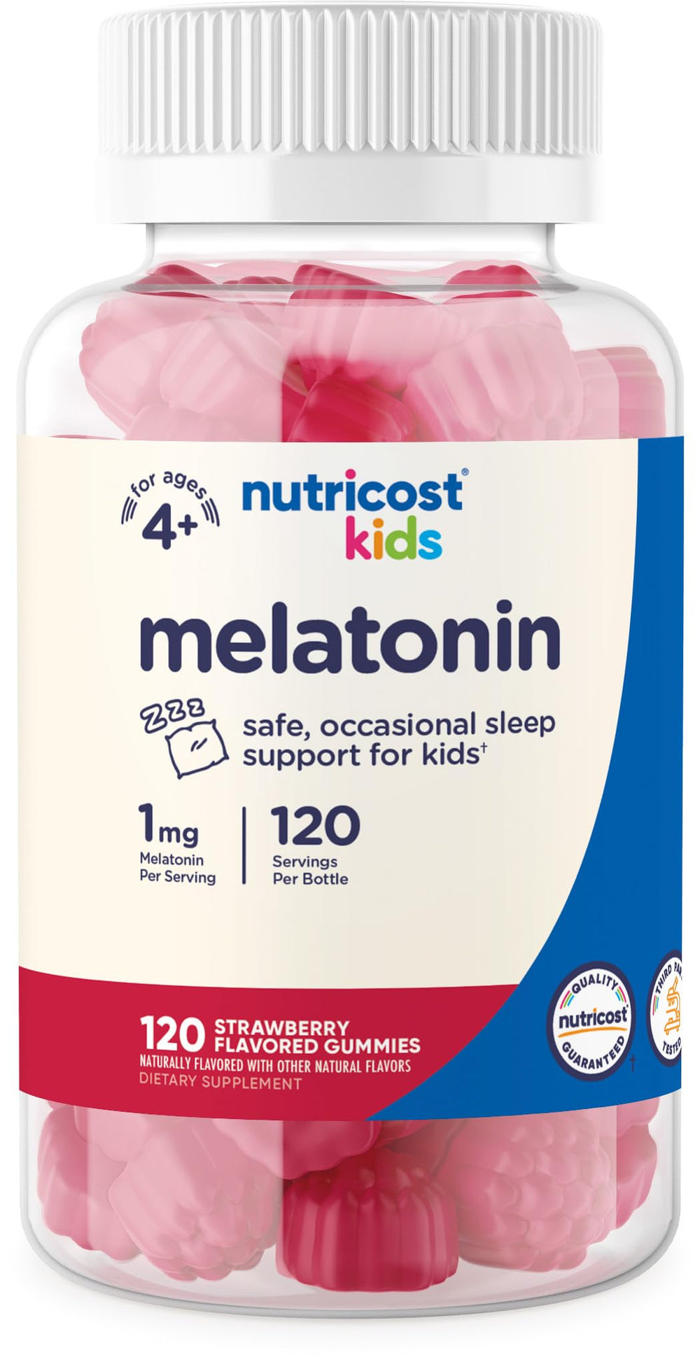 Nutricost Kids Melatonin Gummies bottle front, a kid friendly sleep support option