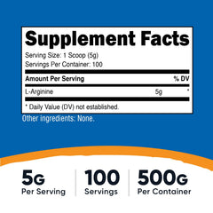 Nutricost L-Arginine close-up de la textura del polvo fácil de disolver