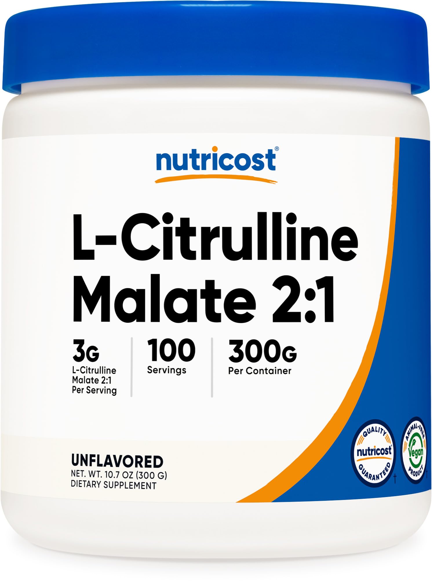 Nutricost envase frontal mostrando la fórmula 2:1 y beneficios de pureza