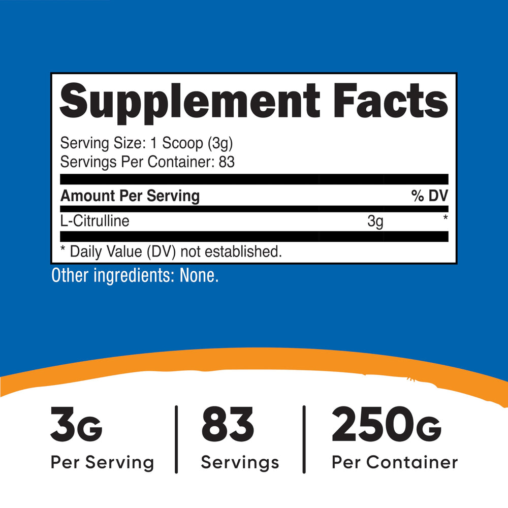 Nutricost L-Citrulline polvo textura fina para mezcla y disolución fácil