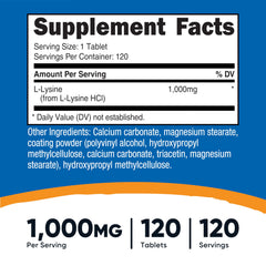 Detalle de tabletas Nutricost L-Lysine mostrando textura y pureza