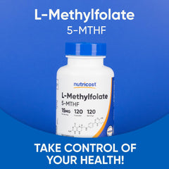 Bote Nutricost L‑Methylfolate abierto mostrando las cápsulas listas para uso